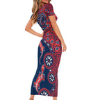 Sydney Roosters NAIDOC Week 2026 Short Sleeve Bodycon Dress Aboriginal Lizard Dot Painting - 50 Years of Deadly