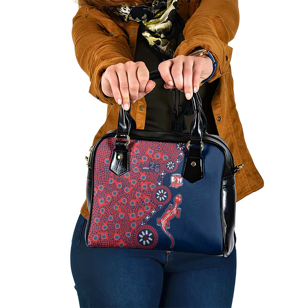 Sydney Roosters NAIDOC Week 2026 Shoulder Handbag Aboriginal Lizard Dot Painting - 50 Years of Deadly