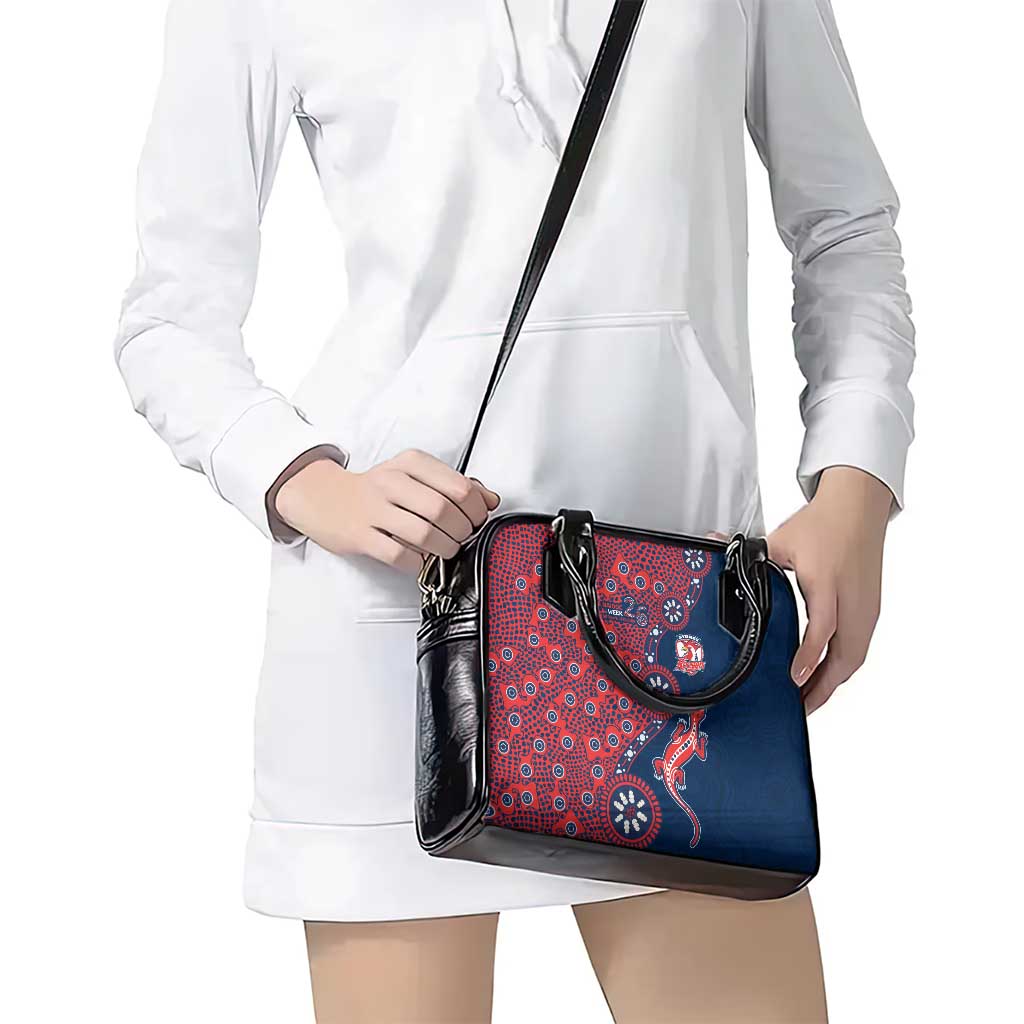 Sydney Roosters NAIDOC Week 2026 Shoulder Handbag Aboriginal Lizard Dot Painting - 50 Years of Deadly