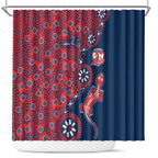 Sydney Roosters NAIDOC Week 2026 Shower Curtain Aboriginal Lizard Dot Painting - 50 Years of Deadly