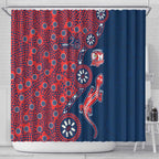 Sydney Roosters NAIDOC Week 2026 Shower Curtain Aboriginal Lizard Dot Painting - 50 Years of Deadly