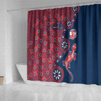 Sydney Roosters NAIDOC Week 2026 Shower Curtain Aboriginal Lizard Dot Painting - 50 Years of Deadly