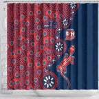Sydney Roosters NAIDOC Week 2026 Shower Curtain Aboriginal Lizard Dot Painting - 50 Years of Deadly
