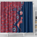 Sydney Roosters NAIDOC Week 2026 Shower Curtain Aboriginal Lizard Dot Painting - 50 Years of Deadly