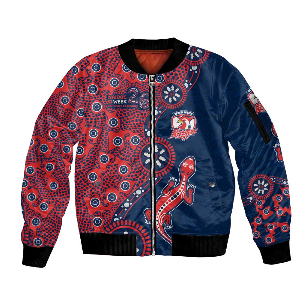 Sydney Roosters NAIDOC Week 2026 Sleeve Zip Bomber Jacket Aboriginal Lizard Dot Painting - 50 Years of Deadly