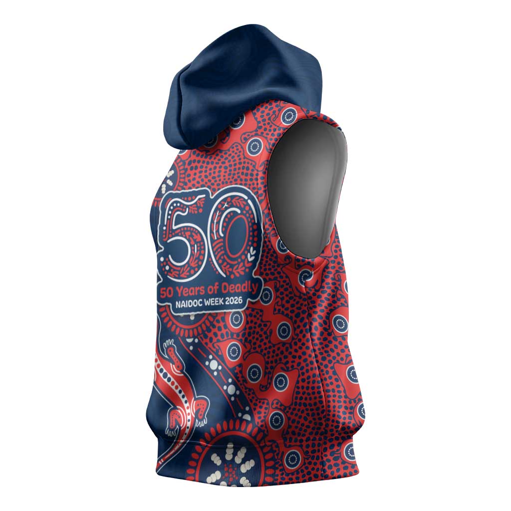Sydney Roosters NAIDOC Week 2026 Sleeveless Hoodie Aboriginal Lizard Dot Painting - 50 Years of Deadly
