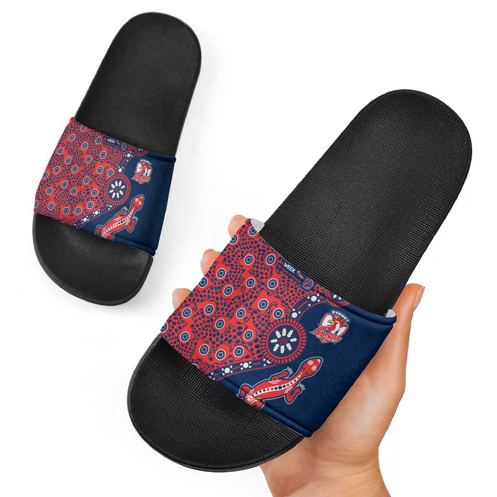 Sydney Roosters NAIDOC Week 2026 Slide Sandals Aboriginal Lizard Dot Painting - 50 Years of Deadly