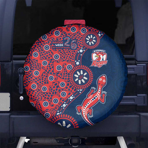 Sydney Roosters NAIDOC Week 2026 Spare Tire Cover Aboriginal Lizard Dot Painting - 50 Years of Deadly