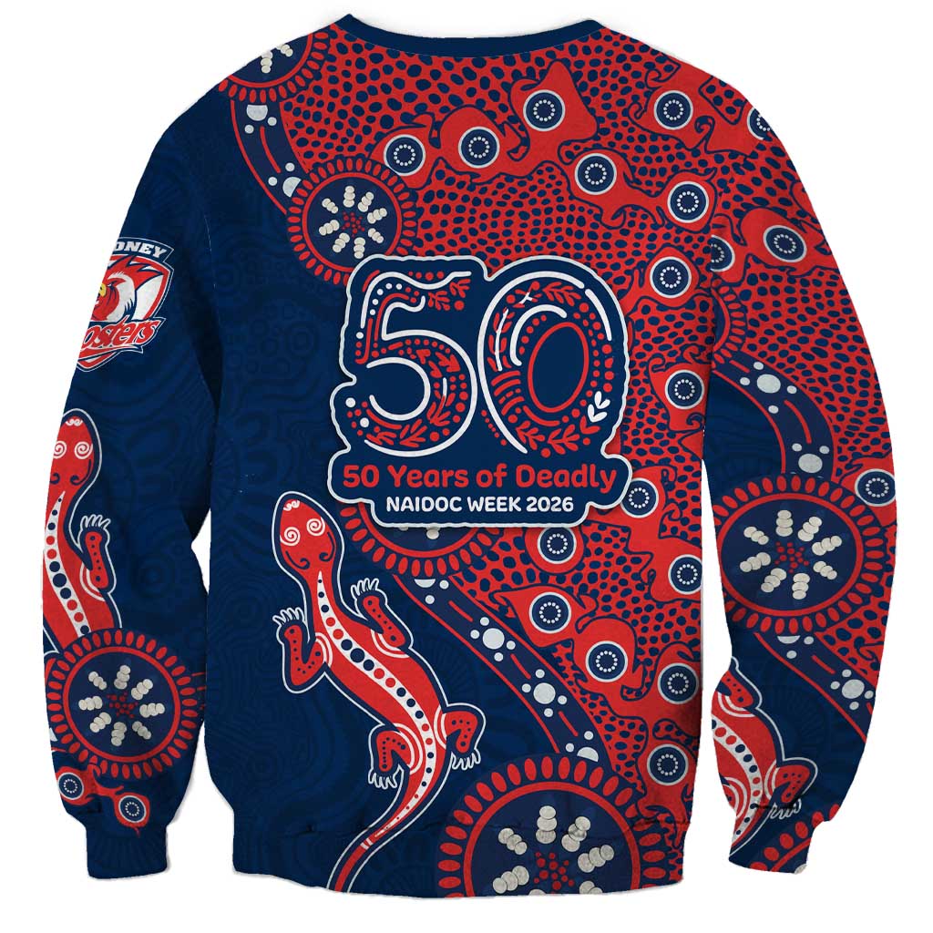Sydney Roosters NAIDOC Week 2026 Sweatshirt Aboriginal Lizard Dot Painting - 50 Years of Deadly