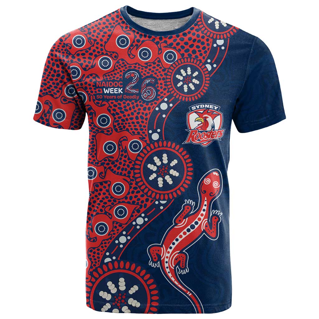 Sydney Roosters NAIDOC Week 2026 T Shirt Aboriginal Lizard Dot Painting - 50 Years of Deadly