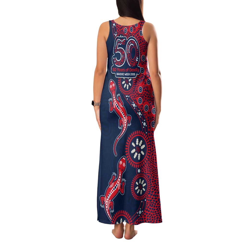 Sydney Roosters NAIDOC Week 2026 Tank Maxi Dress Aboriginal Lizard Dot Painting - 50 Years of Deadly