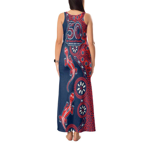 Sydney Roosters NAIDOC Week 2026 Tank Maxi Dress Aboriginal Lizard Dot Painting - 50 Years of Deadly