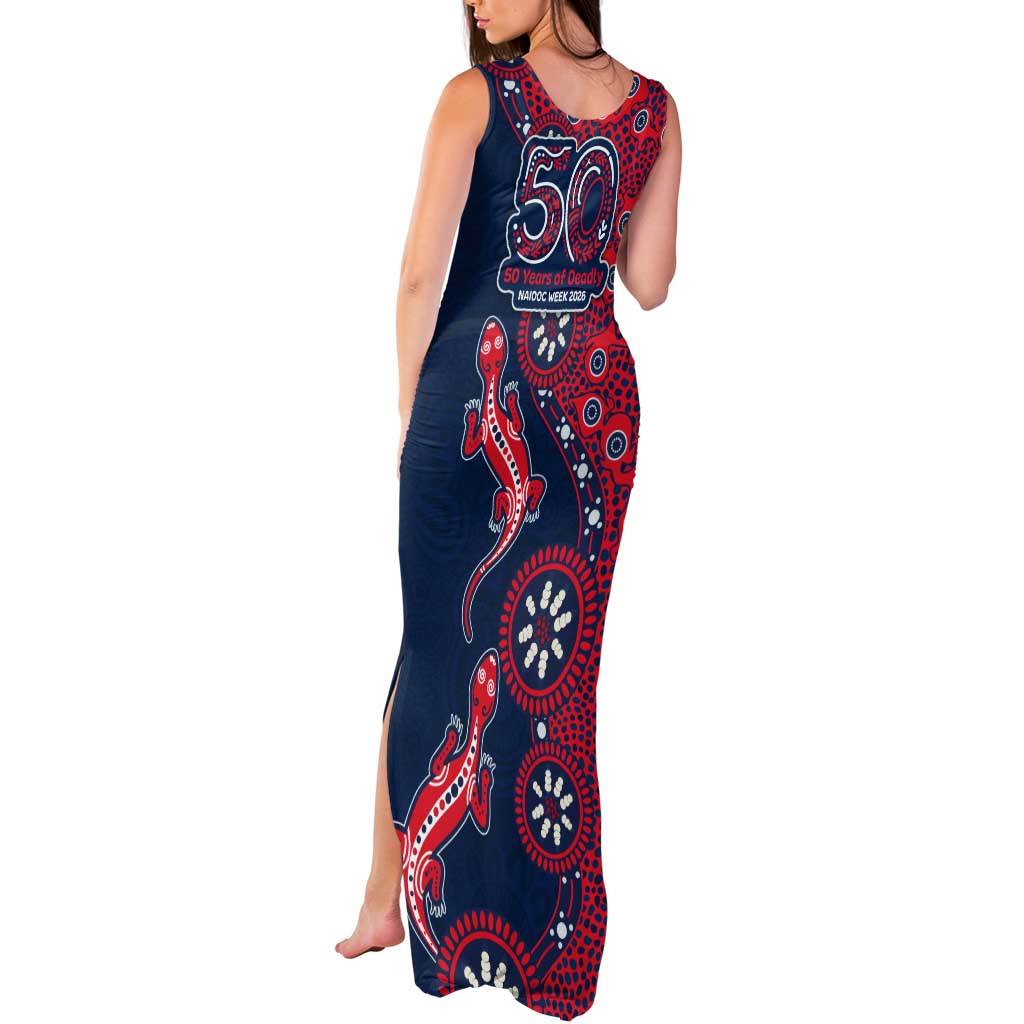 Sydney Roosters NAIDOC Week 2026 Tank Maxi Dress Aboriginal Lizard Dot Painting - 50 Years of Deadly