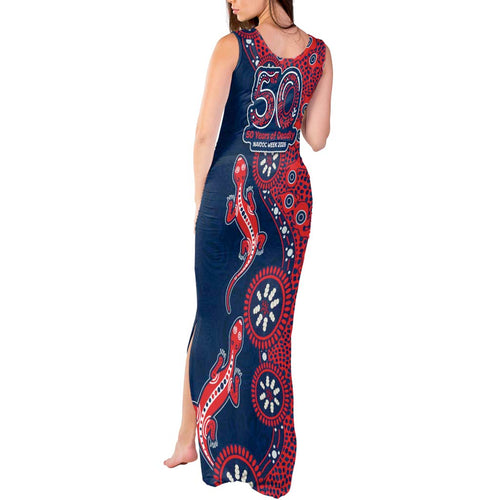Sydney Roosters NAIDOC Week 2026 Tank Maxi Dress Aboriginal Lizard Dot Painting - 50 Years of Deadly