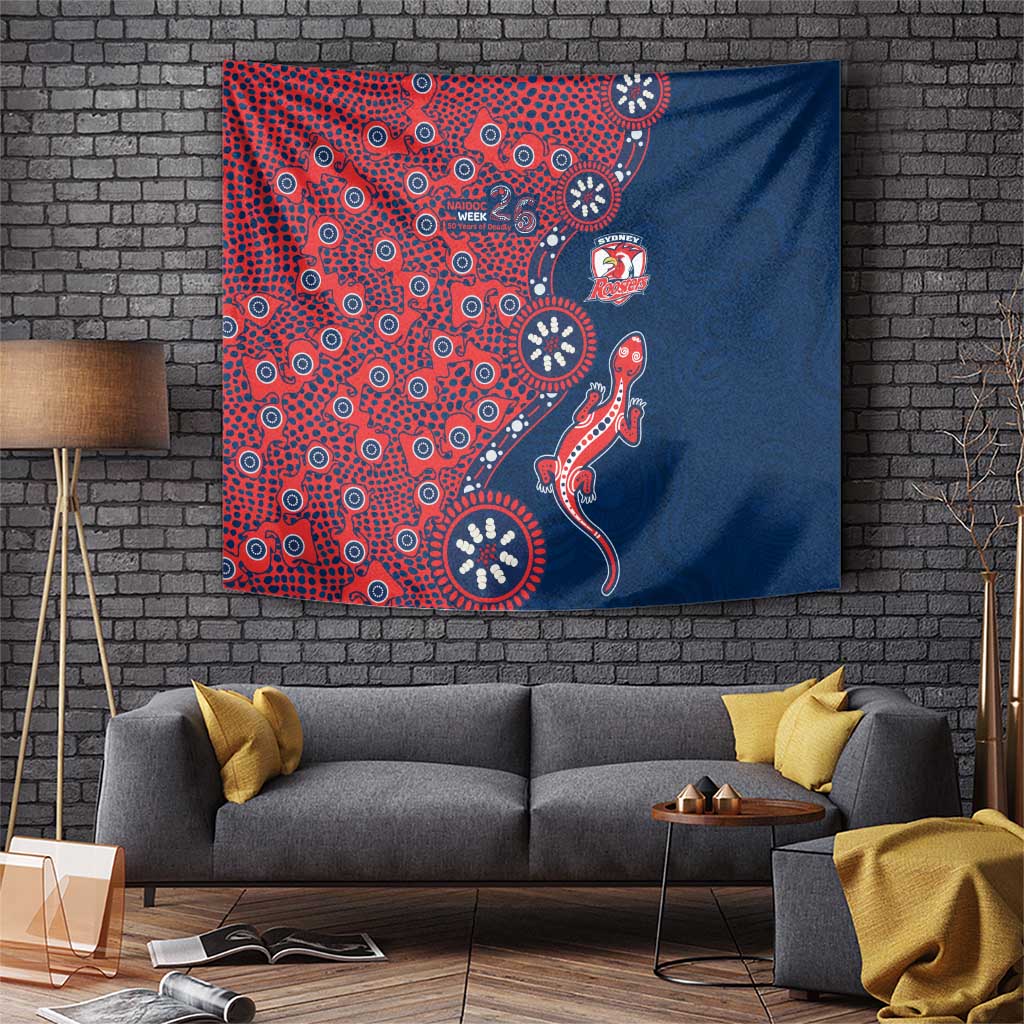 Sydney Roosters NAIDOC Week 2026 Tapestry Aboriginal Lizard Dot Painting - 50 Years of Deadly