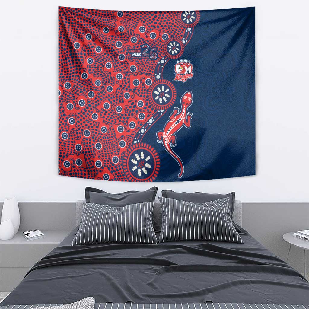 Sydney Roosters NAIDOC Week 2026 Tapestry Aboriginal Lizard Dot Painting - 50 Years of Deadly