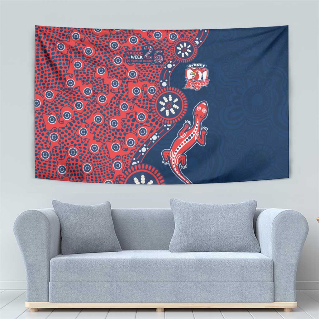 Sydney Roosters NAIDOC Week 2026 Tapestry Aboriginal Lizard Dot Painting - 50 Years of Deadly
