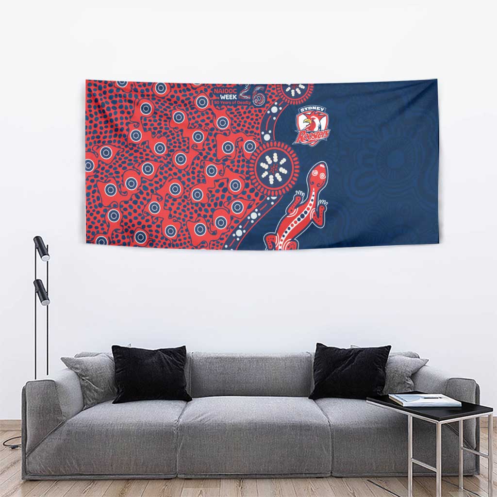 Sydney Roosters NAIDOC Week 2026 Tapestry Aboriginal Lizard Dot Painting - 50 Years of Deadly