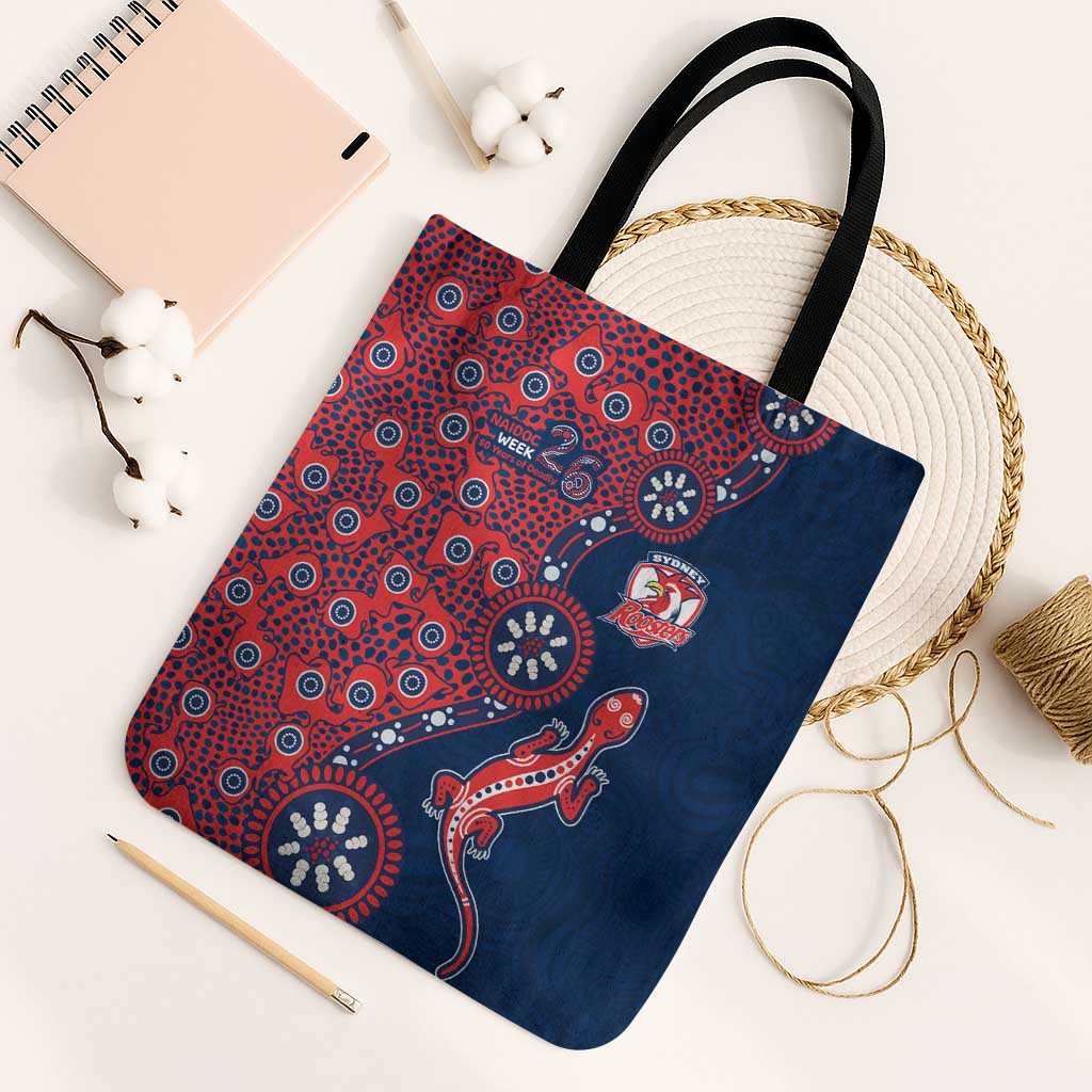 Sydney Roosters NAIDOC Week 2026 Tote Bag Aboriginal Lizard Dot Painting - 50 Years of Deadly