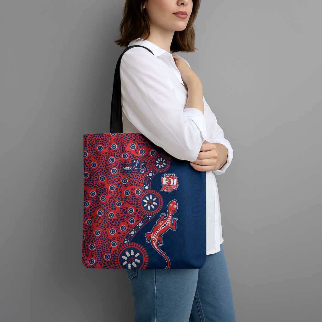 Sydney Roosters NAIDOC Week 2026 Tote Bag Aboriginal Lizard Dot Painting - 50 Years of Deadly