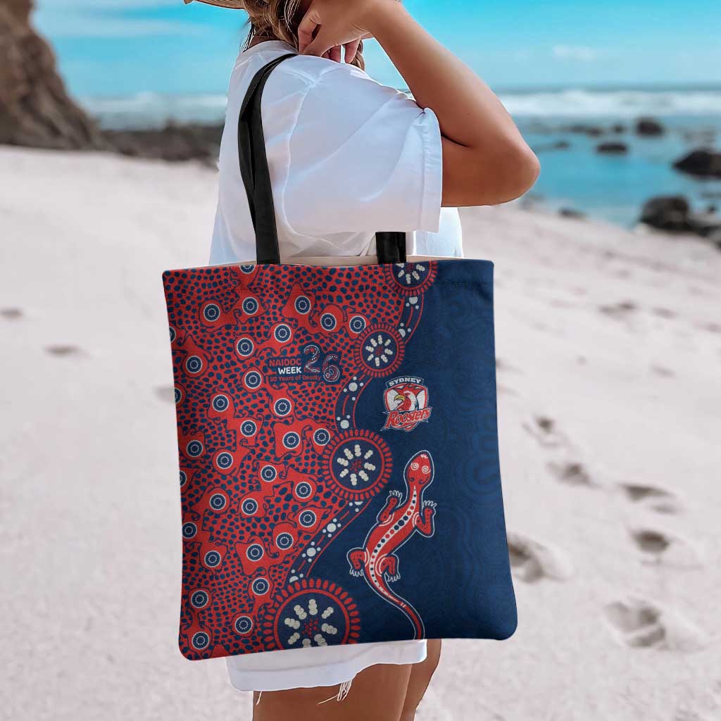 Sydney Roosters NAIDOC Week 2026 Tote Bag Aboriginal Lizard Dot Painting - 50 Years of Deadly