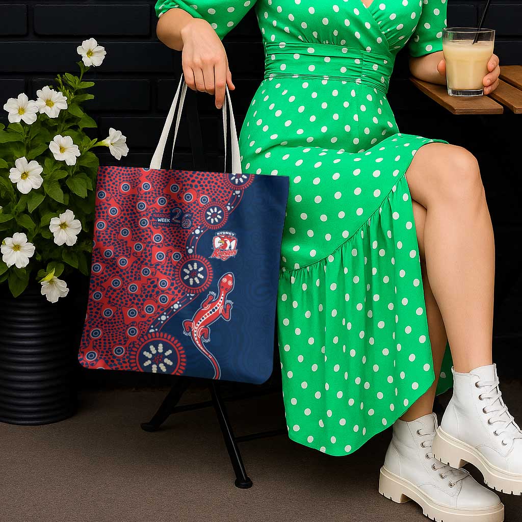 Sydney Roosters NAIDOC Week 2026 Tote Bag Aboriginal Lizard Dot Painting - 50 Years of Deadly