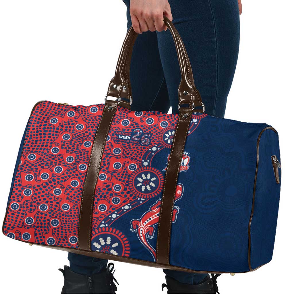 Sydney Roosters NAIDOC Week 2026 Travel Bag Aboriginal Lizard Dot Painting - 50 Years of Deadly