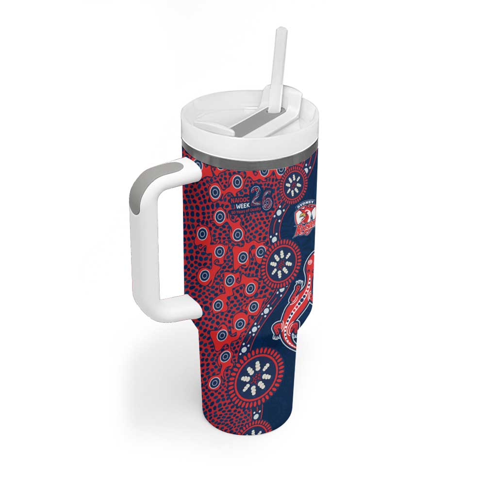 Sydney Roosters NAIDOC Week 2026 Tumbler With Handle Aboriginal Lizard Dot Painting - 50 Years of Deadly