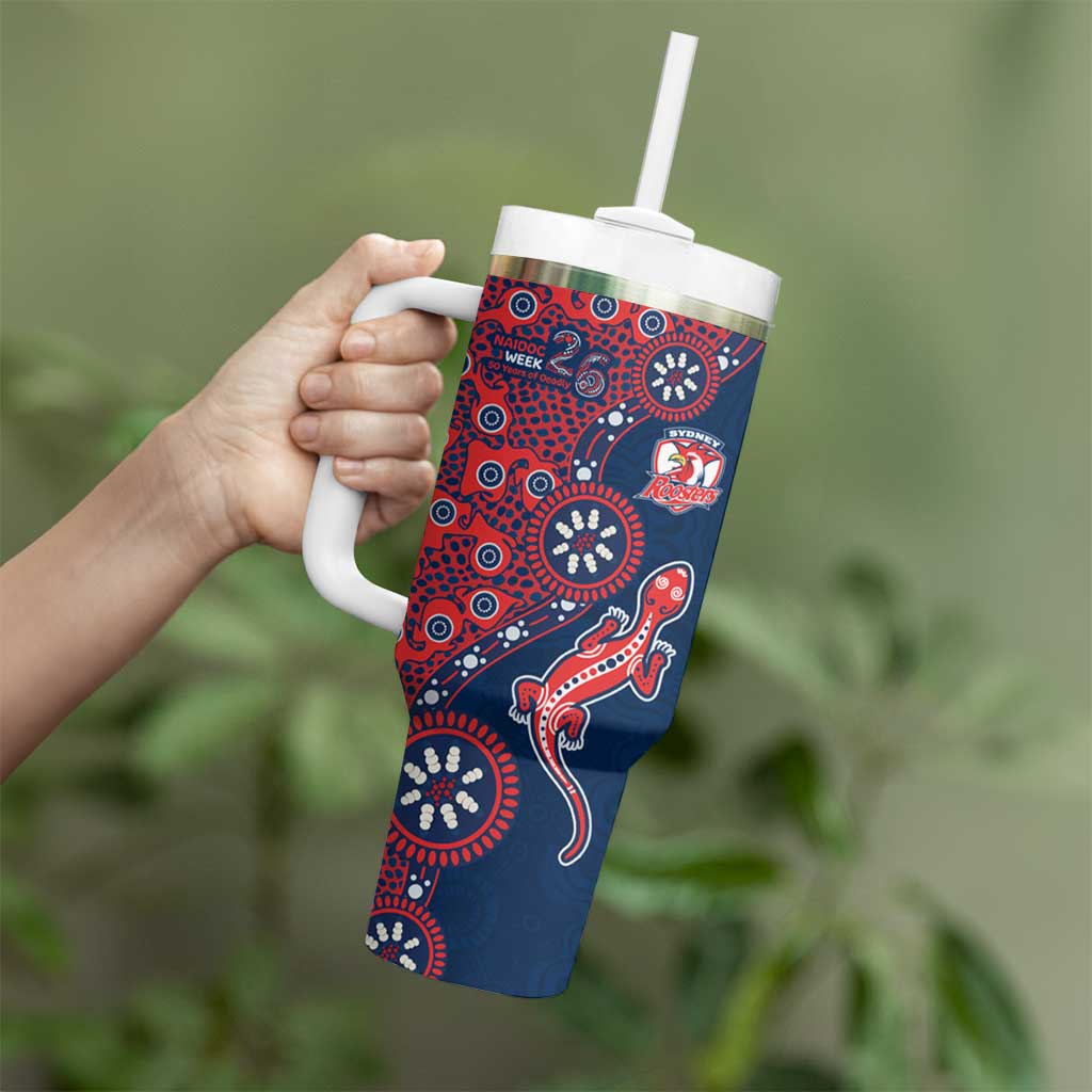 Sydney Roosters NAIDOC Week 2026 Tumbler With Handle Aboriginal Lizard Dot Painting - 50 Years of Deadly