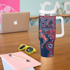 Sydney Roosters NAIDOC Week 2026 Tumbler With Handle Aboriginal Lizard Dot Painting - 50 Years of Deadly