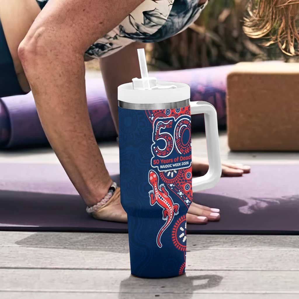 Sydney Roosters NAIDOC Week 2026 Tumbler With Handle Aboriginal Lizard Dot Painting - 50 Years of Deadly