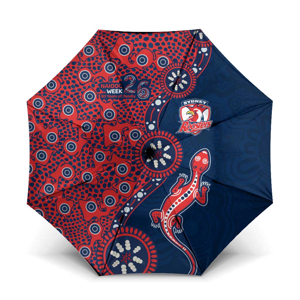 Sydney Roosters NAIDOC Week 2026 Umbrella Aboriginal Lizard Dot Painting - 50 Years of Deadly