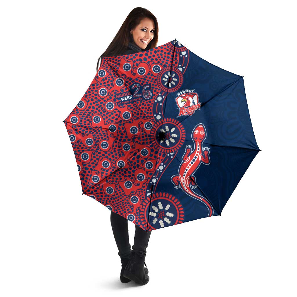 Sydney Roosters NAIDOC Week 2026 Umbrella Aboriginal Lizard Dot Painting - 50 Years of Deadly