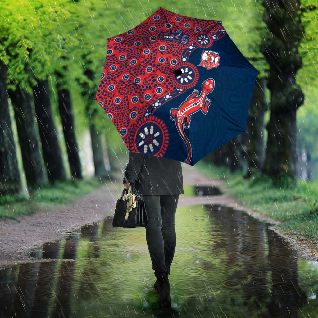 Sydney Roosters NAIDOC Week 2026 Umbrella Aboriginal Lizard Dot Painting - 50 Years of Deadly