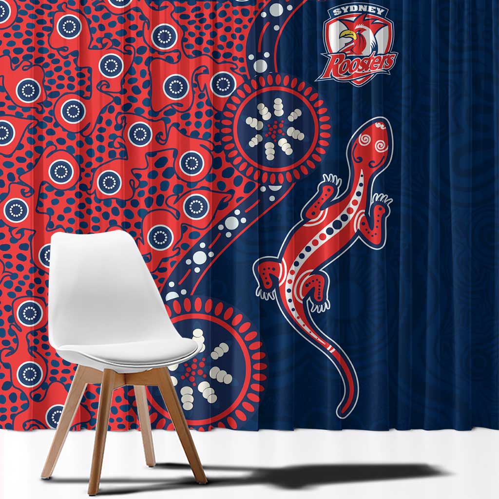 Sydney Roosters NAIDOC Week 2026 Window Curtain Aboriginal Lizard Dot Painting - 50 Years of Deadly