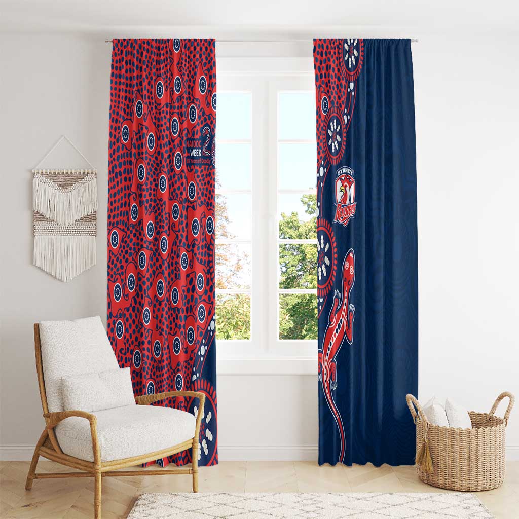Sydney Roosters NAIDOC Week 2026 Window Curtain Aboriginal Lizard Dot Painting - 50 Years of Deadly