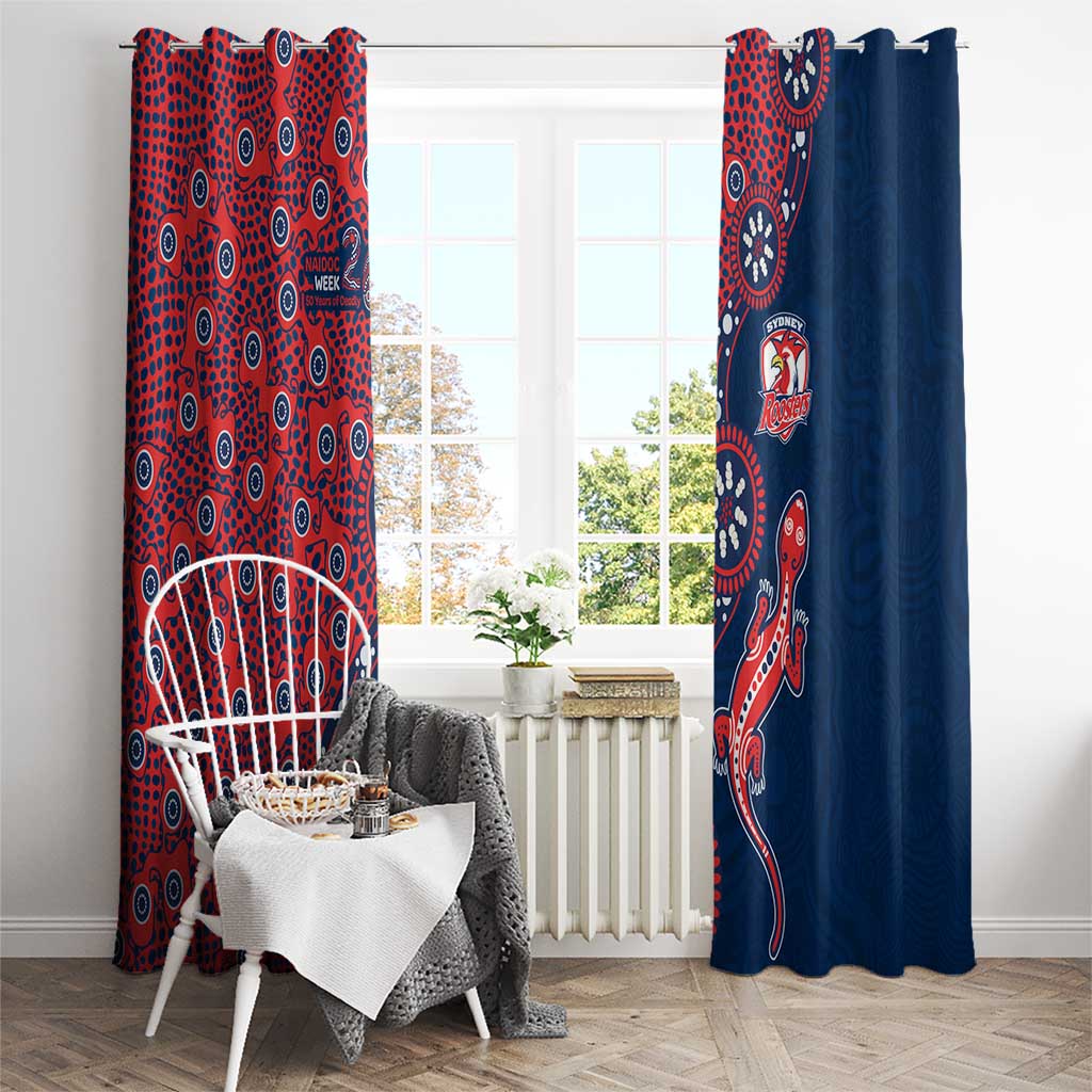 Sydney Roosters NAIDOC Week 2026 Window Curtain Aboriginal Lizard Dot Painting - 50 Years of Deadly