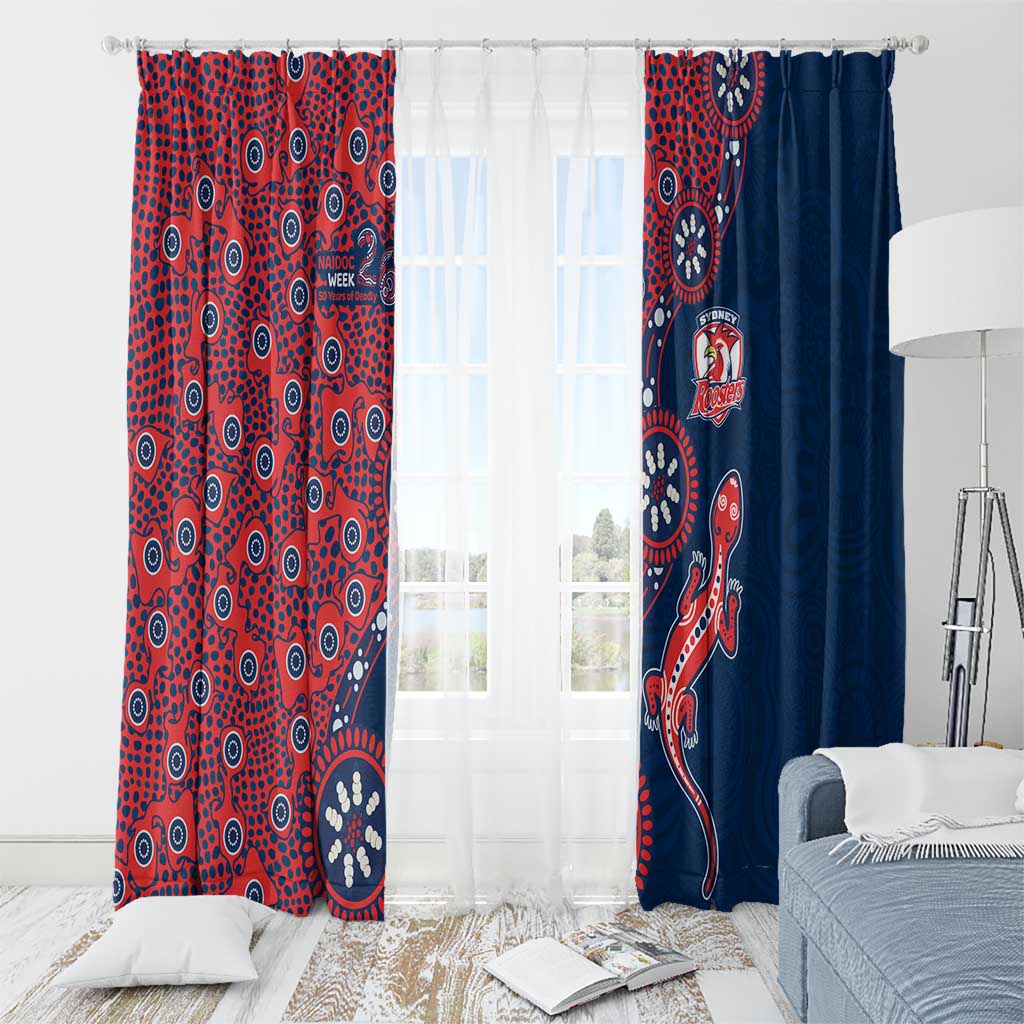 Sydney Roosters NAIDOC Week 2026 Window Curtain Aboriginal Lizard Dot Painting - 50 Years of Deadly