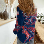 Sydney Roosters NAIDOC Week 2026 Women Casual Shirt Aboriginal Lizard Dot Painting - 50 Years of Deadly