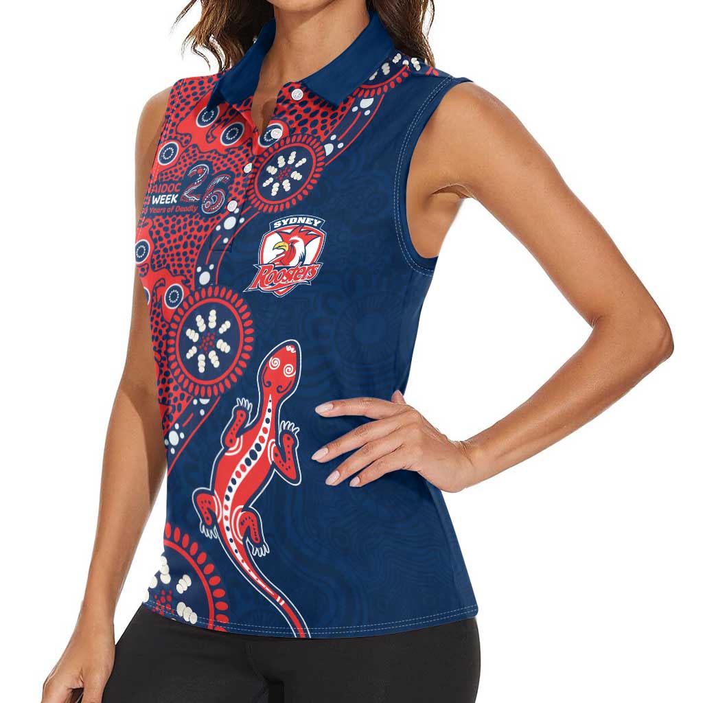 Sydney Roosters NAIDOC Week 2026 Women Sleeveless Polo Shirt Aboriginal Lizard Dot Painting - 50 Years of Deadly