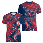 Sydney Roosters NAIDOC Week 2026 Women V-Neck T-Shirt Aboriginal Lizard Dot Painting - 50 Years of Deadly