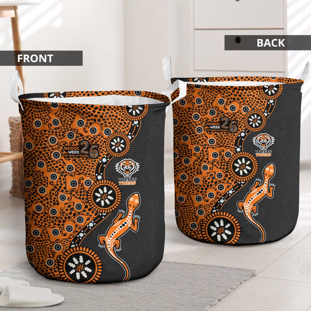 Wests Tigers NAIDOC Week 2026 Laundry Basket Aboriginal Lizard Dot Painting - 50 Years of Deadly