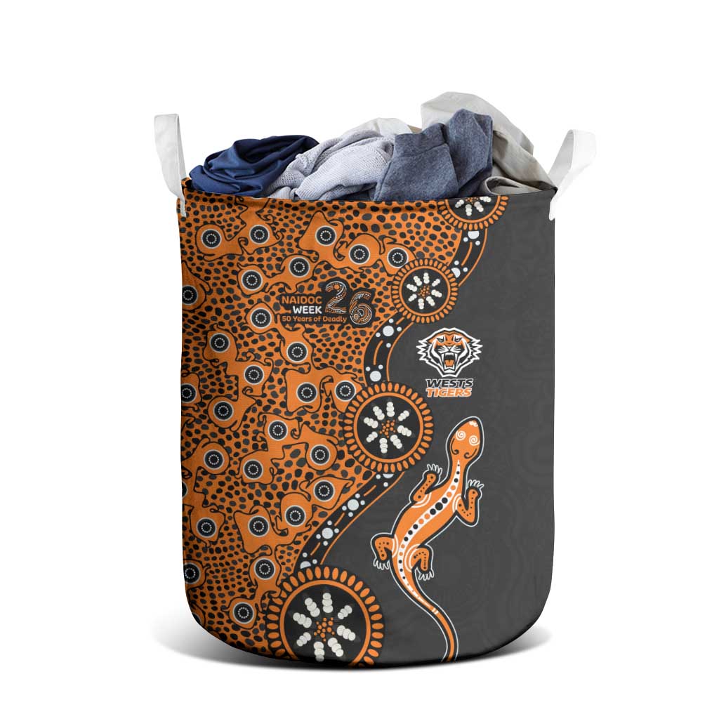 Wests Tigers NAIDOC Week 2026 Laundry Basket Aboriginal Lizard Dot Painting - 50 Years of Deadly