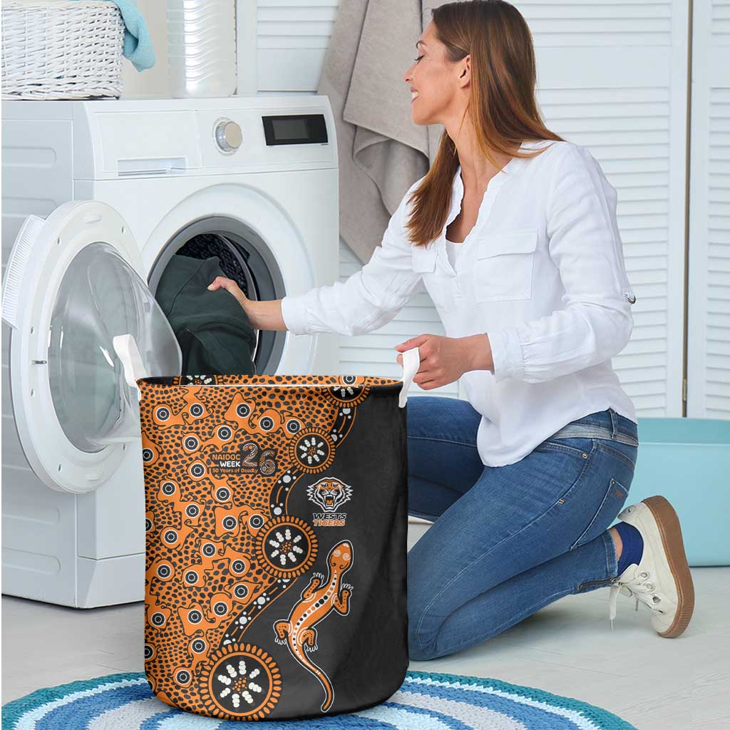 Wests Tigers NAIDOC Week 2026 Laundry Basket Aboriginal Lizard Dot Painting - 50 Years of Deadly