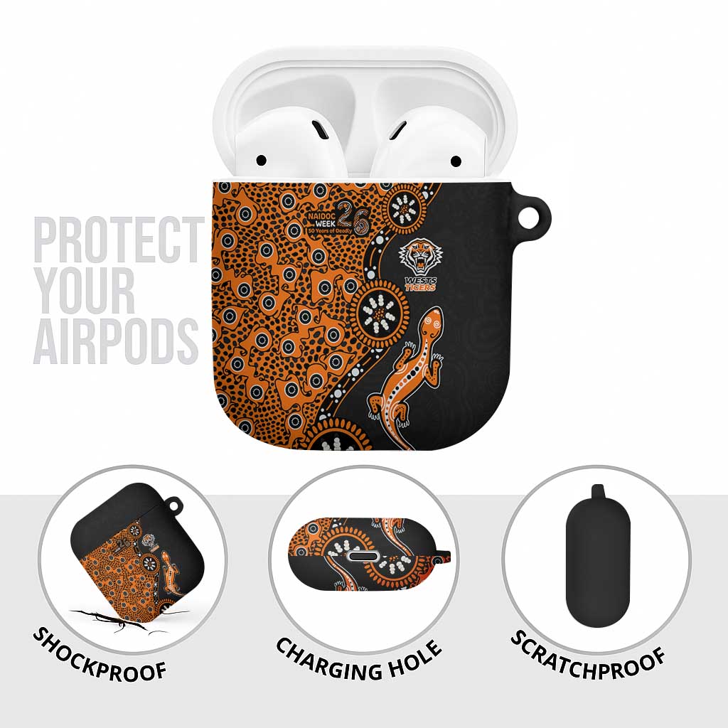 Wests Tigers NAIDOC Week 2026 AirPods Case Aboriginal Lizard Dot Painting - 50 Years of Deadly