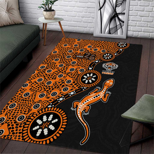 Wests Tigers NAIDOC Week 2026 Area Rug Aboriginal Lizard Dot Painting - 50 Years of Deadly