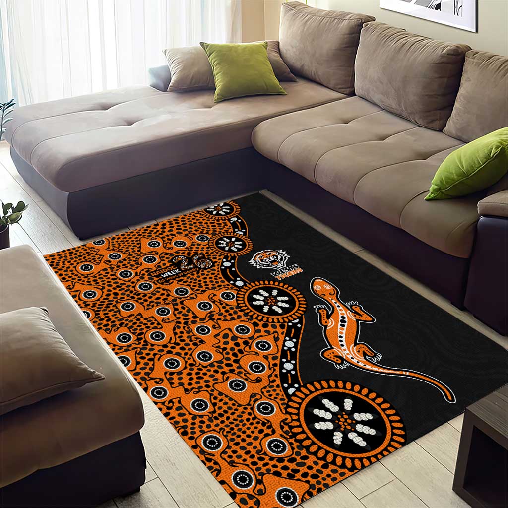 Wests Tigers NAIDOC Week 2026 Area Rug Aboriginal Lizard Dot Painting - 50 Years of Deadly