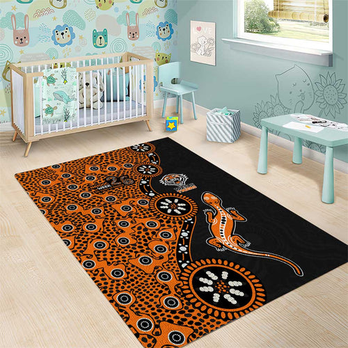 Wests Tigers NAIDOC Week 2026 Area Rug Aboriginal Lizard Dot Painting - 50 Years of Deadly