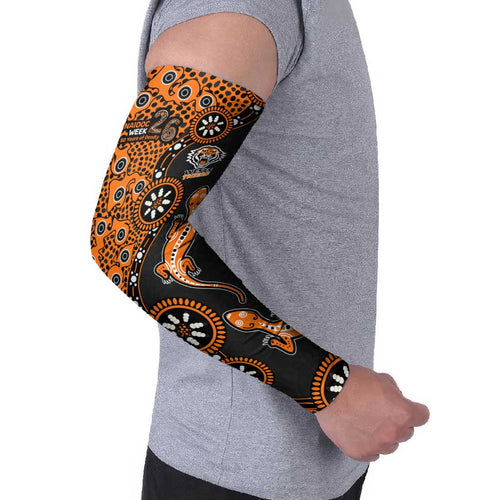 Wests Tigers NAIDOC Week 2026 Arm Sleeves Aboriginal Lizard Dot Painting - 50 Years of Deadly