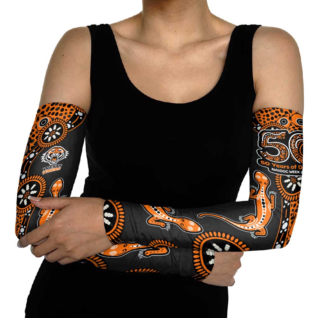 Wests Tigers NAIDOC Week 2026 Arm Sleeves Aboriginal Lizard Dot Painting - 50 Years of Deadly